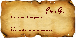 Csider Gergely névjegykártya